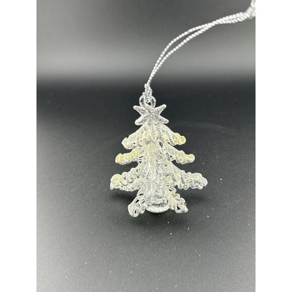Vintage Hand Spun Glass Christmas Tree Ornament 3" Silver Accents Frosted NIB - Picture 7 of 9